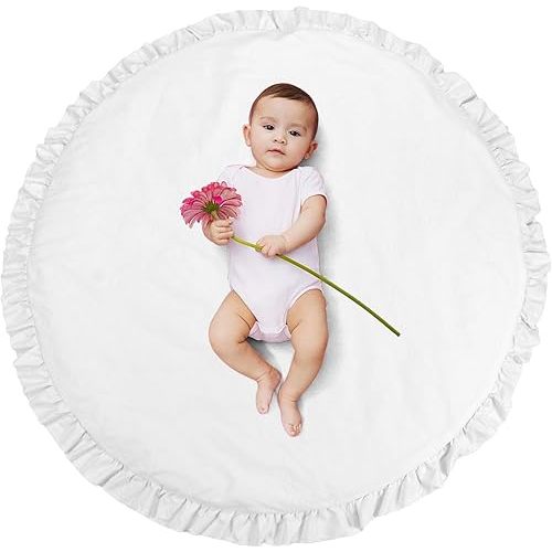 ABREEZE Baby Cotton Play Mat Soft Crawling Mat White Detachable Washable Game Blanket Floor Playmats Kids Infant Child Activity Round Rug Home Room Decor