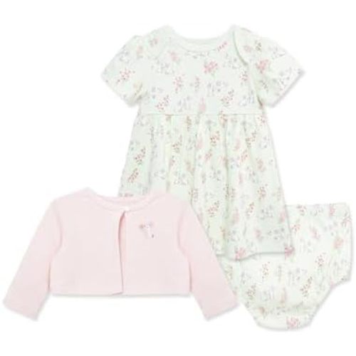 Little Me Clothes for Baby Girls' 100% Cotton Dress Set with Panty, Green, 3 to 12 Months