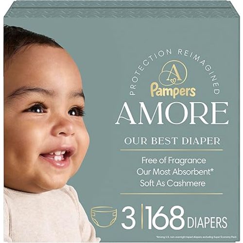 Pampers Amore, Size 3 (13-26 lbs), 168 Count, Our Best Diaper