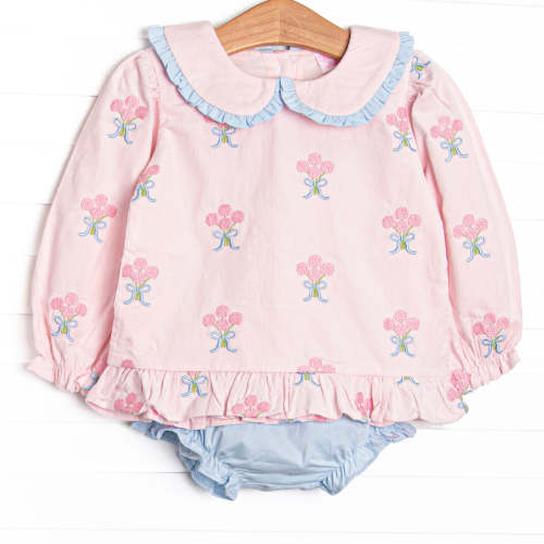 Wrapped in Roses Embroidered Diaper Set, Pink – Stitchy Fish