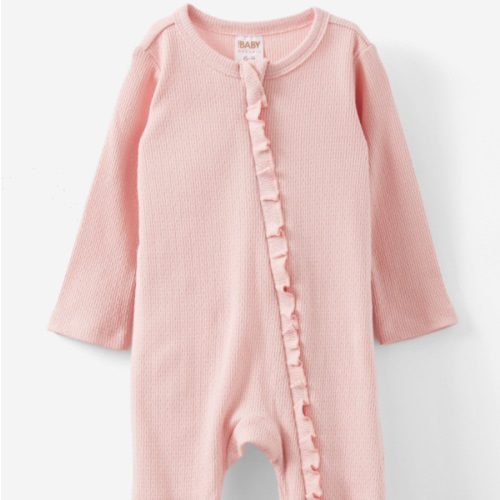 Organic Pointelle Ruffle Zip All In One