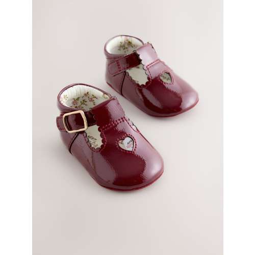 Burgundy Red Baby T Bar Shoes (0-18mths)