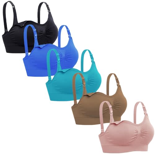 Lataly Womens Seamless Nursing Bra Sleeping Maternity Bralette for Breastfeeding Pack of 3