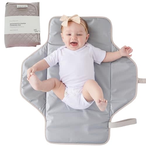 Lily Miles Baby Changing Pad Portable, Diaper Changing Mat with Magnetic Latches, Travel Pad for Diaper Bag, Baby Essentials, Wipeable & Waterproof Mat (Soft Sand, Large)