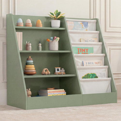 Comfy Cubs Kids Bookshelf 32 Inches - Sturdy Plywood Montessori Shelf With Soft & Hard Shelves For Toys & Books - Easy Access Organizer & Reviews | Wayfair