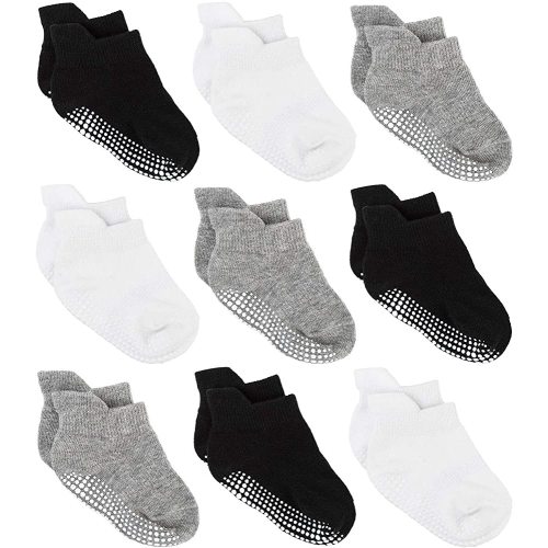 Zaples Baby Non Slip Grip Ankle Socks with Non Skid Soles for Infants Toddlers Kids Boys Girls