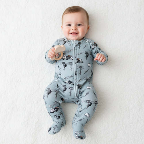 Bamboo Zipper Footie, Lineman