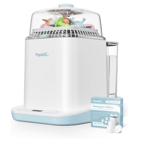 Papablic Bottle Washer Pro, Bottle Washer & Sterilizer & Dryer, 4-in-1 Bottle Washer Sanitizer for Bottles, Pump Parts, C-Section& Baby Essentials - Quick & Clean with 60 Detergent Tablets