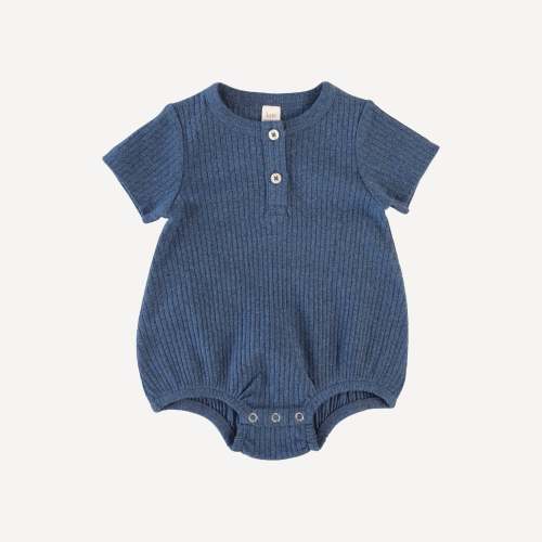 short sleeve henley bubble | blue | melange rib