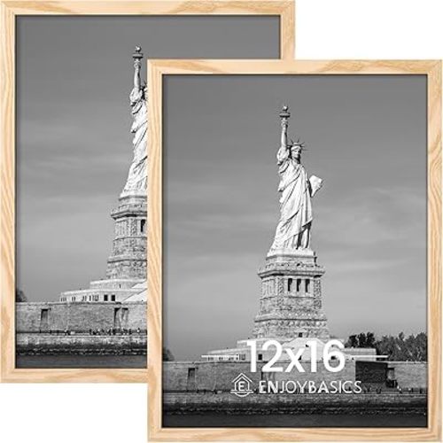 ENJOYBASICS 12x16 Picture Frame, Display for 12 x 16 Poster, Wall Gallery Photo Frames, Natural, 2 Pack