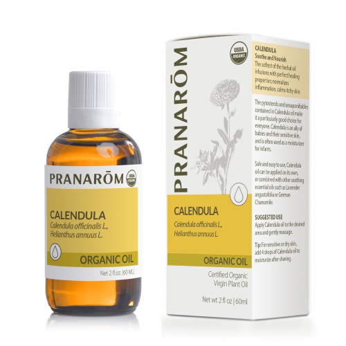 Pranarom - USDA Certified Organic French Calendula Virgin Plant Oil - 2 fl oz Glass Bottle - Gentle Soothing Oil for Sensitive Skin, Moisturizer