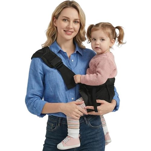 Baby Sling Carrier Newborn to Toddler, Adjustable Toddler Carrier Sling Baby Carrier Toddlers Sling Carriers Hip Carriers for 8-40lbs, Black Mesh