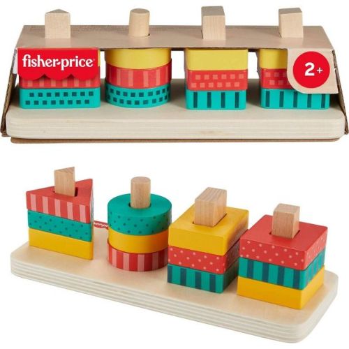 Fisher-Price Wooden Shape Stacker Toddler Sorting Toy 13pc Wooden