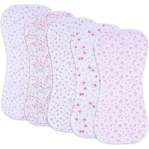 Gelisite Baby Burp Cloths, Soft Absorbent Towel, Unisex, Easy to Use, 5 Pack (Flower)