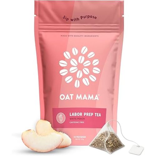 Oat Mama Flavored Labor Prep Tea for Third Trimester Pregnancy Support - Sweet White Peach Flavor | Organic Prenatal Support - Prepare Body & Mind for Smooth, Efficient Labor & Delivery