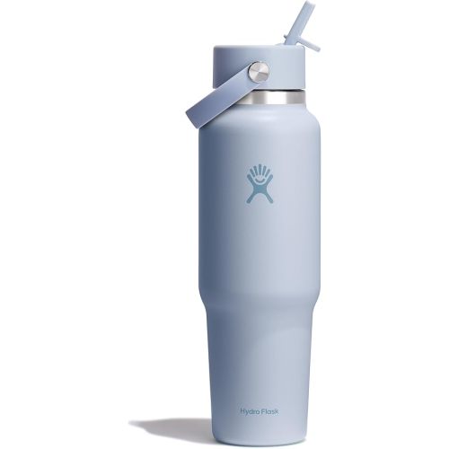Hydro Flask Travel Water Bottle - Insulated Stainless Steel - Wide Straw Lid, Non Spill, Leakproof in 40 Oz Surf Blue