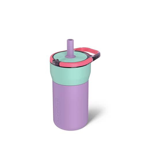 BrüMate Leap 12oz 100% Leakproof Kids Tumbler with Handle and Silicone Soft Straw | Drop Resistant Silicone Sleeve | For Kids 4+ | Insulated Stainless Steel | Cup Holder Friendly | 12oz (Stardust)
