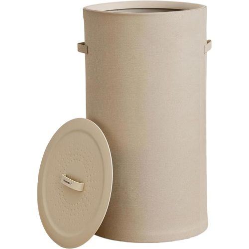 126L Laundry Basket with Lid, Laundry Hamper, Laundry Room, Beige