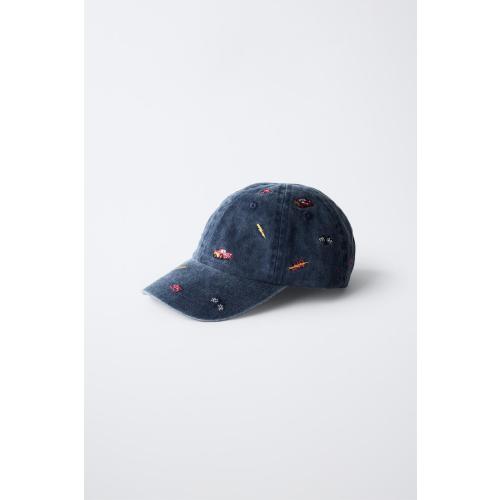 DENIM CARS LIGHTNING MCQUEEN © DISNEY/PIXAR EMBROIDERED CAP - Blue | ZARA United States