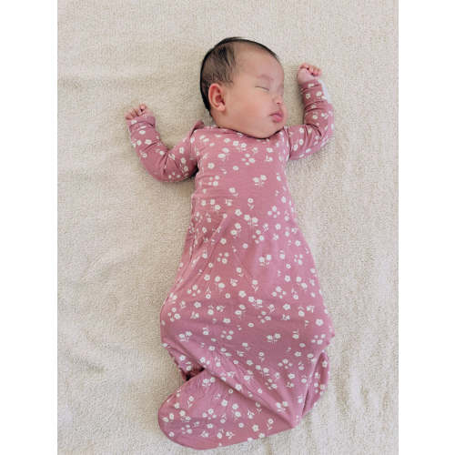 Mini Floral Baby Pink Bamboo Viscose Baby Gown | günamüna