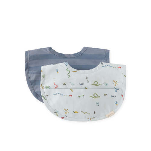 Water-Repellent Baby Bibs with Pocket - Set of 2