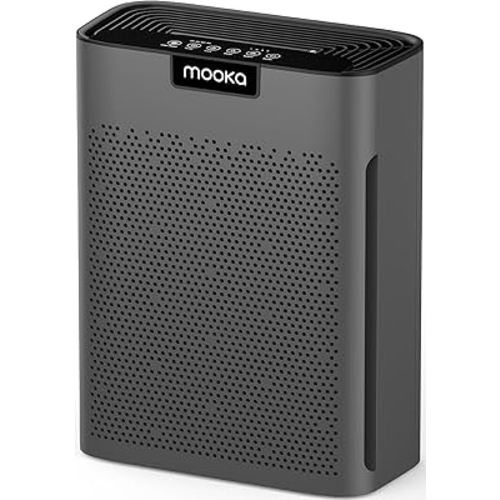 Air Purifiers for Home Large Room 2200 Ft² with Washable Filters, MOOKA H13 HEPA Air Purifier for Home Pets Bedroom with Fragrance, Air Cleaner for Smoke Dust Pollen Pets Hair Odor, KJ190 Grey