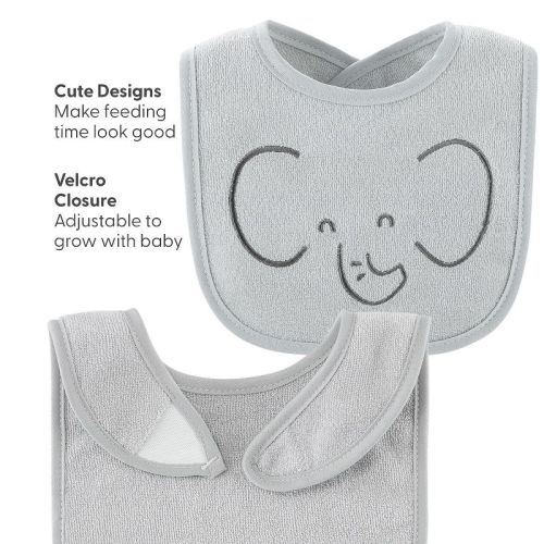 The Peanutshell Terry Baby Bib Set for Boys or Girls, 10-Pack, Feeding, Teething, Drooling, Soft Neutral