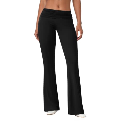COPYLEAF Flare Leggings for Women Fold Over Stretch Bell Bottom Yoga Pants | Soft Modal Stretch Fabric,Adjustable Fold Over design,Fashionable Flared Leggings,Bootcut Y2K Lounge Casual Sweatpants
