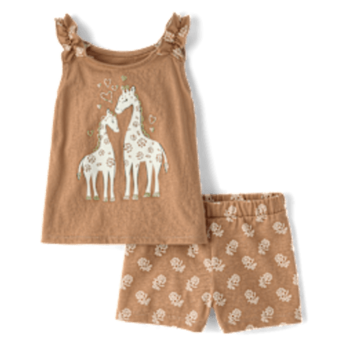 Toddler Girls Sleeveless Graphic Ruffle 2-Piece Outfit Set - YELLOW | The Children's Place