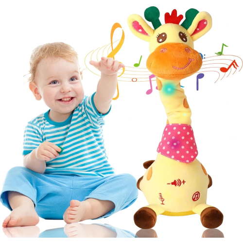 Musical Dancing Giraffe Toy – Singing Plush with LED Lights, Voice Imitation & Adjustable Volume, Interactive Repeats What You Say