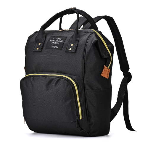 PouchPort Diaper Bag Backpack, Large Portable Baby Travel Backpack with Insulated Bottle Pocket, Black