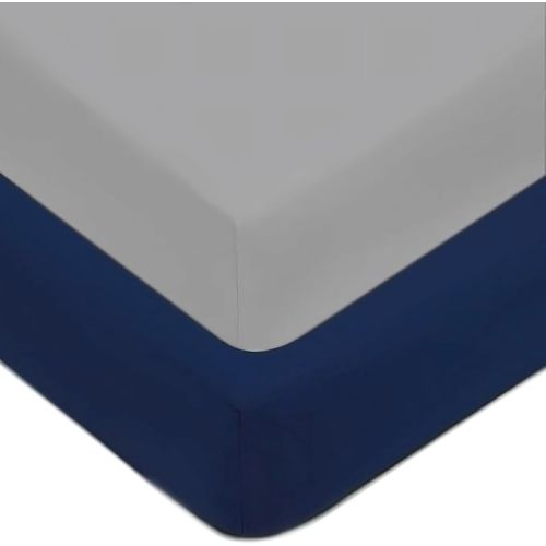 American Baby Company 2 Pack Fitted Crib Sheets 52x28, Gray/Navy | Ultra Soft Microfiber Crib and Toddler Bed Sheets, Breathable & Gentle on Baby Skin, Neutral for Boys & Girls