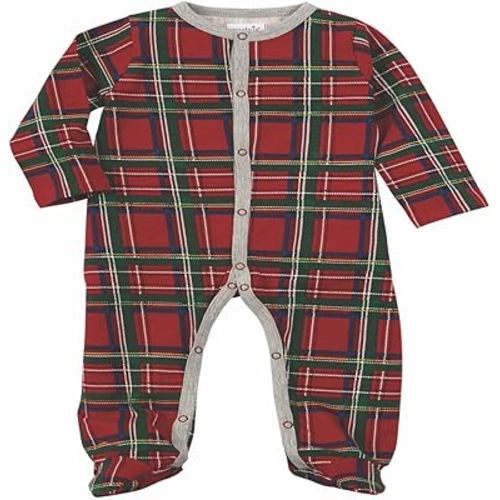 Mud Pie Tartan One-Piece Footed Sleeper (Infant) Red 6-9 Months (Infant)