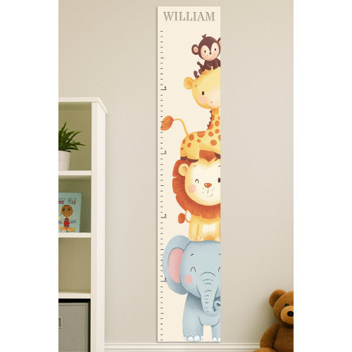 Personalized Wooden Safari Animal Growth Chart Ruler – Woodemon