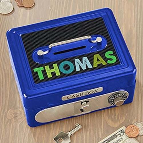 All Mine! Personalized Cash Box - Blue