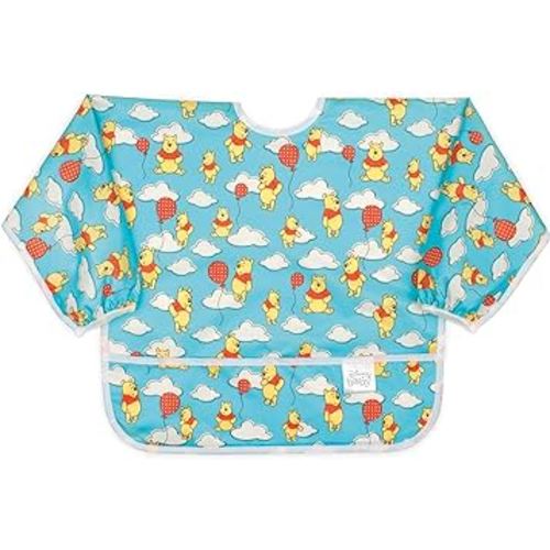 Bumkins Disney Bibs, Baby and Toddler Girls and Boys 6-24 Months, Long Sleeve, Essential Must Have for Eating, Feeding, Mess Saving Lightweight Waterproof Fabric Sleeved Smock, Winnie the Pooh Balloon