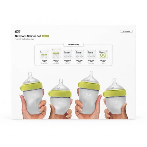 Comotomo Newborn Starter Baby Bottle Set - Green - 12pc