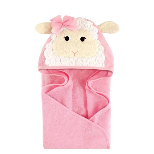 Hudson Baby Infant Girl Cotton Animal Face Hooded Towel, Lamb, One Size - Lamb - One Size