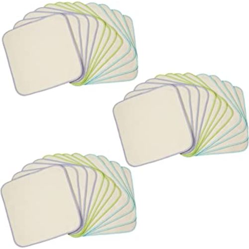 OsoCozy Organic Flannel Cloth Baby Wipes - Reusable & Washable Saves Money. 100% Unbleached Organic Cotton. Colorful Stitching. 9 x 9 Inches Each and 3 Pack of 12 Per Package