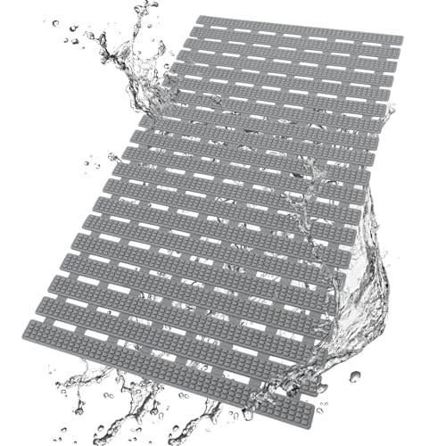 HITSLAM Shower and Bathtub Mat Non Slip, 27x15 Inch Bath Mat for Tub, Quick Drain Bath Tub Mat, Shower Floor Mat with Suction Cups, Bathroom Accessories, Grey