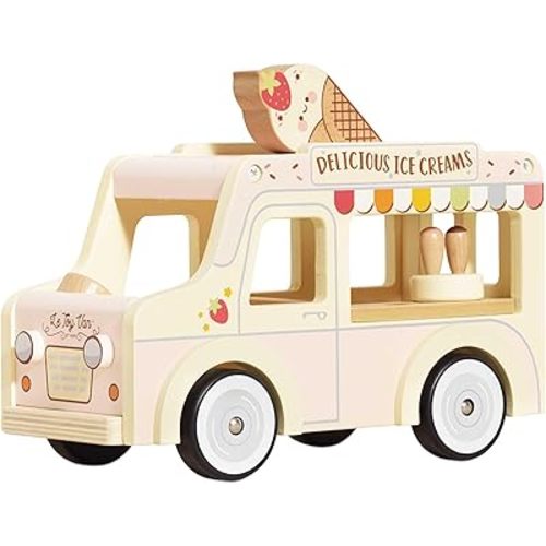 Le Toy Van - Wooden Doll House Dolly Ice Cream Van Play Set for Dolls Houses | Daisylane Dolls House Furniture Sets - Suitable for Ages 3+