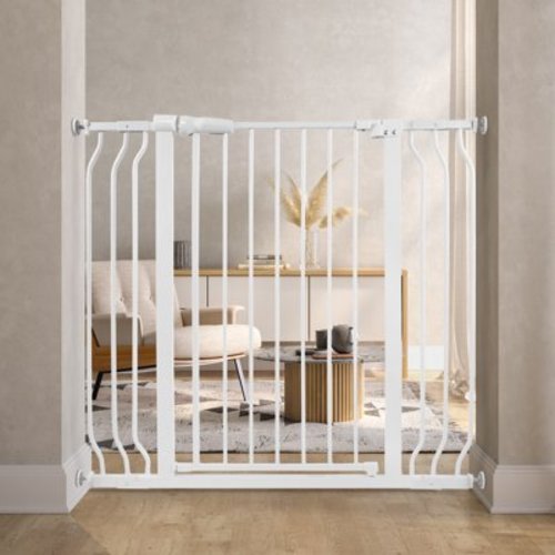 GIANNA Easy WalkThru Safety Gate for Doorways and Stairways, Fits 29.1 - 43.3 Inch Openings, With Auto-Close/Hold-Open Features, 30-inch Tall, White
