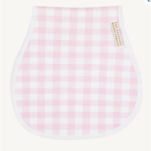 Oopsie Daisy Burp Cloth - Palm Beach Pink Gingham with Worth Avenue Wh