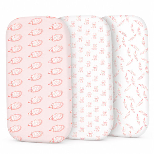 Bublo Baby 3-Pack Organic Cotton Bassinet Fitted Sheets, 32x16x4 – Fits Halo, Snoo, Graco, Dream On Me, Delta – Soft, Breathable Sheets for Oval, Hourglass & Rectangular Bassinet Pads