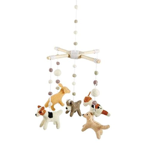 Mud Pie Baby Nursery Puppy Mobile, Multi-Color, 21 1/2" x 10" Dia