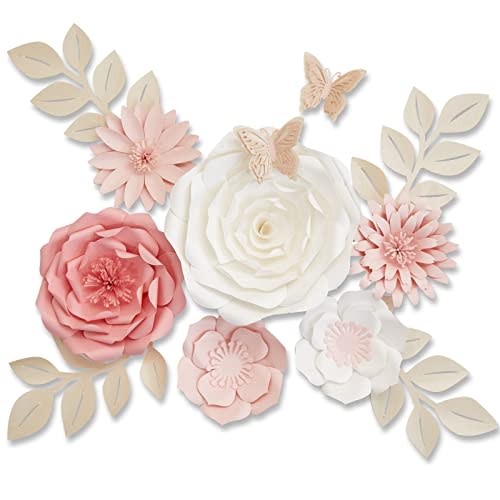 Mverse 3D Paper Flowers Decorations for Wall, Pre-Assembled Large Floral Decorations for Baby Girl Nursery Wall, Wedding Backdrop, Classroom Bulletin Board & Room Decor