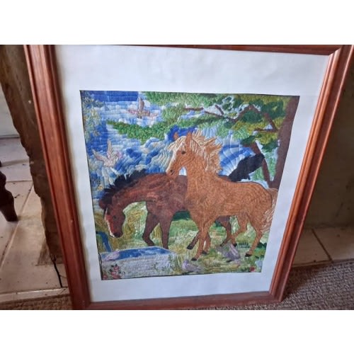 Framed+horse+needlepoint+