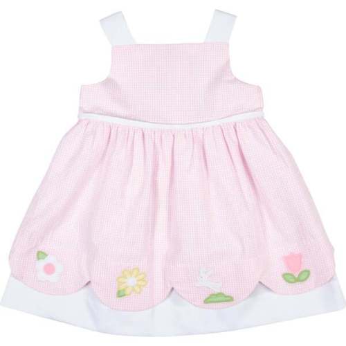 Seersucker Check Dress W/Flowers & Bunny DUPLICATE - Florence Eiseman | Maisonette