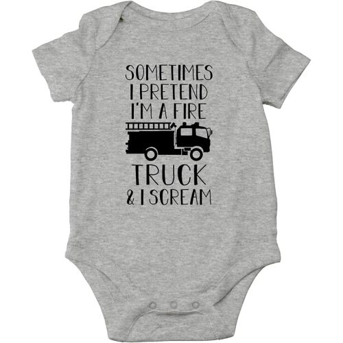 CBTwear Sometimes I Pretend I'm a Fire Truck and I Scream Baby Bodysuit - Adorable Boy Romper Clothing