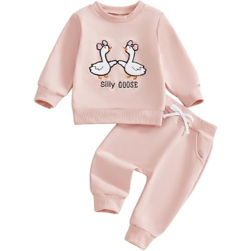 Toddler Baby Girl Fall Outfit Infant Goose Print Sweatshirt Tops and Jogger Pants 6 12 18 24M 2T Girl Clothes